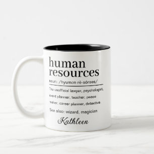 Caneca De Café Em Dois Tons Definição Divertida de Recursos Humanos Personaliz