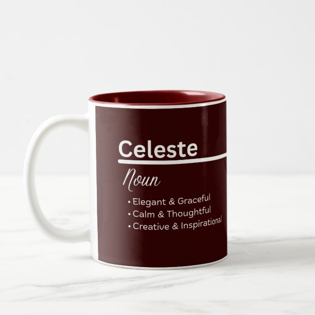 Caneca De Café Em Dois Tons Definição Personalizada de Nome de Menina Celeste (Esquerda)