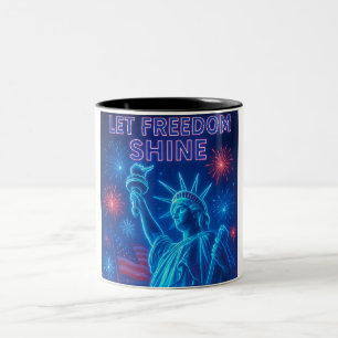 Caneca De Café Em Dois Tons Deixe a liberdade brilhar - Estátua da liberdade e