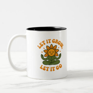 Caneca De Café Em Dois Tons Deixe Crescer Deixe Ir Arte Zen do Girassol