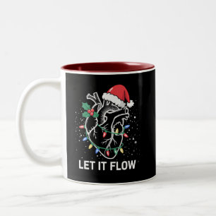 Caneca De Café Em Dois Tons Deixe Fluir Anatomia Coração Enfermeira Cardiologi