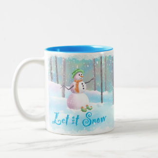 Caneca De Café Em Dois Tons "Deixe nevar" 11 oz Snowman Mug