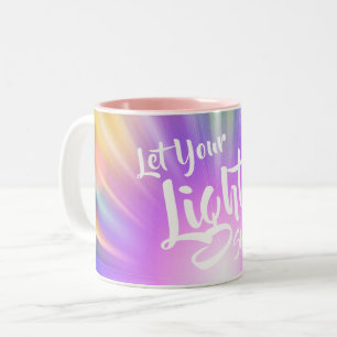 Caneca De Café Em Dois Tons Deixe-o brilhar Cintos de luz coloridos