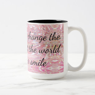 Caneca De Café Em Dois Tons Deixe seu sorriso mudar o encorajamento mundial