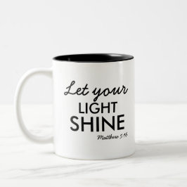 Caneca De Café Em Dois Tons Deixe sua luz brilhar, Bíblia cristã personalizada