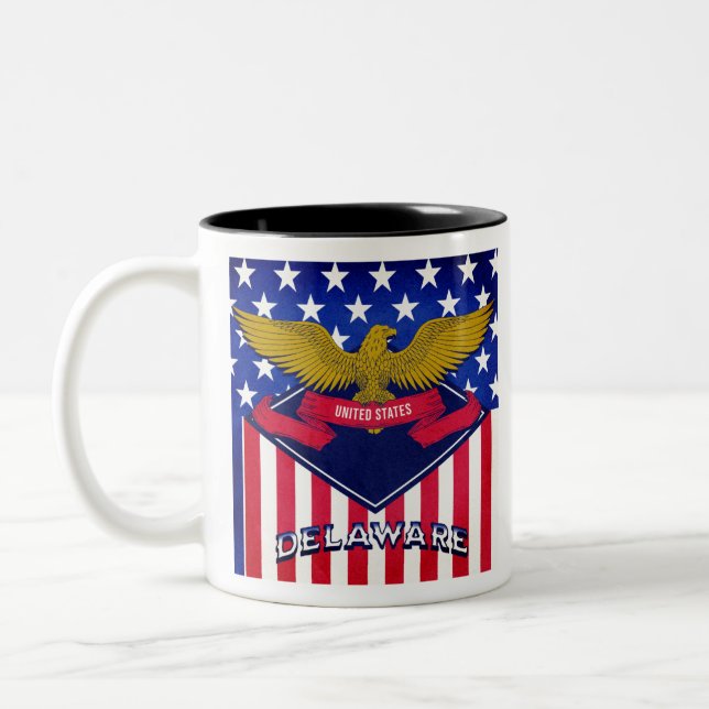 Caneca De Café Em Dois Tons Delaware USA Flag (Esquerda)