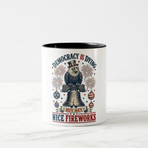 Caneca De Café Em Dois Tons Democracia Águia Moribunda Sino da Liberdade Fogos