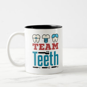 Caneca De Café Em Dois Tons Dente Dental-Funcionarios Dentista de Esquadrão De