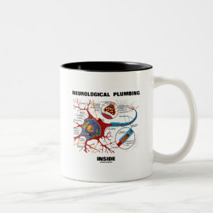 Caneca De Café Em Dois Tons Dentro de Canalização Neurológica (Neuron/Synapse)