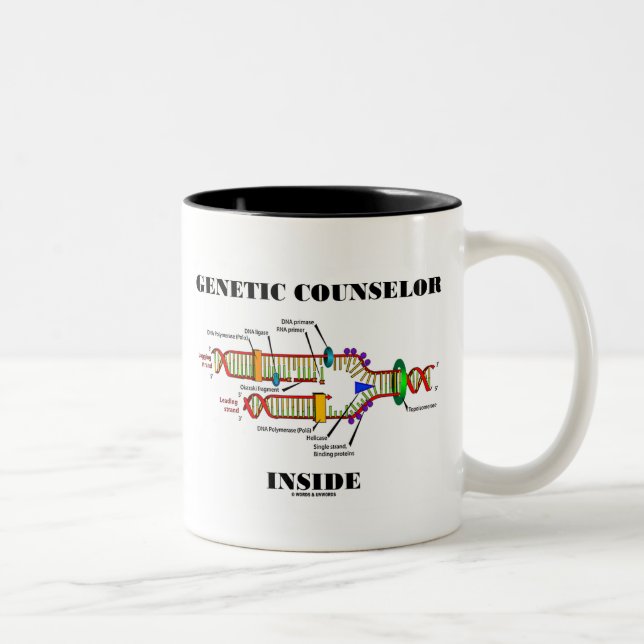 Caneca De Café Em Dois Tons Dentro de Conselheiro Genético (Replicação de DNA) (Direita)