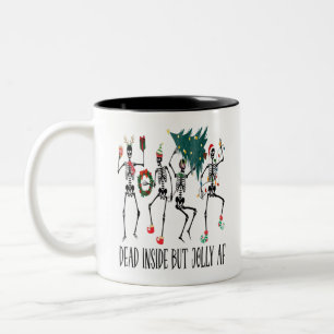 Caneca De Café Em Dois Tons Dentro Engraçado Mas Papais noeis esqueletos dança