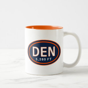 Caneca De Café Em Dois Tons Denver Colorado 5.280 FT Blue Orange Futebol Fans