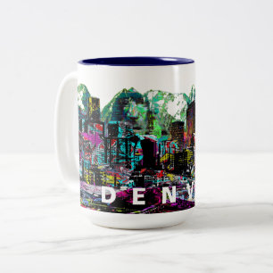 Caneca De Café Em Dois Tons Denver, Colorado em grafite