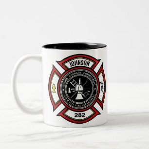 Caneca De Café Em Dois Tons Departamento de Bombeiros NOME ADD. Bombeiro Salva
