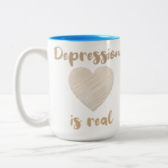 Caneca De Café Em Dois Tons Depressão É Real (Esquerda)