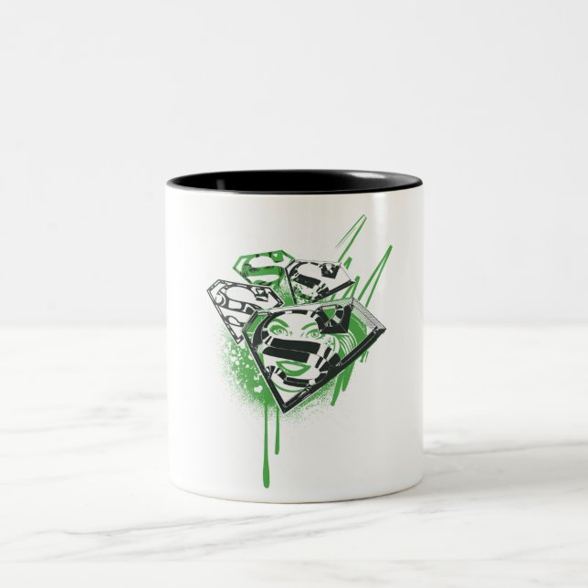 Caneca De Café Em Dois Tons Derramares Verdes Supergirl (Centro)