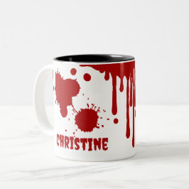 Caneca De Café Em Dois Tons Derrame De Sangue Horror De Glória