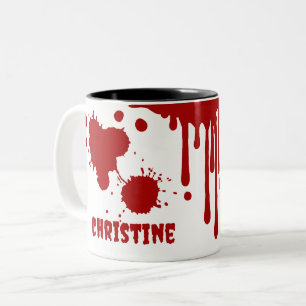Caneca De Café Em Dois Tons Derrame De Sangue Horror De Glória