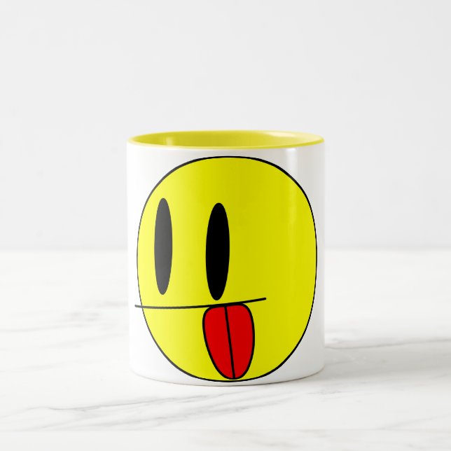 Caneca De Café Em Dois Tons Derrubar Diversão Face (Centro)