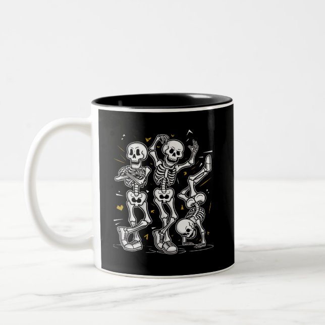 Caneca De Café Em Dois Tons Desafio de Dança dos Esqueletos Dançantes Hallowee (Esquerda)
