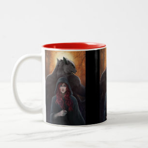 Caneca De Café Em Dois Tons Desafio vermelho de 3 painéis a cair no amor