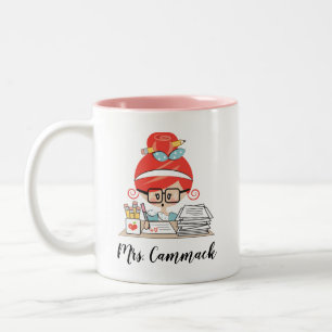 Caneca De Café Em Dois Tons Descanso-vermelho personalizado do professor