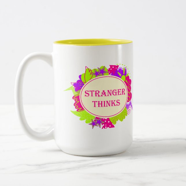 Caneca De Café Em Dois Tons Desconhecido pensa citação no estilo de programa d (Esquerda)