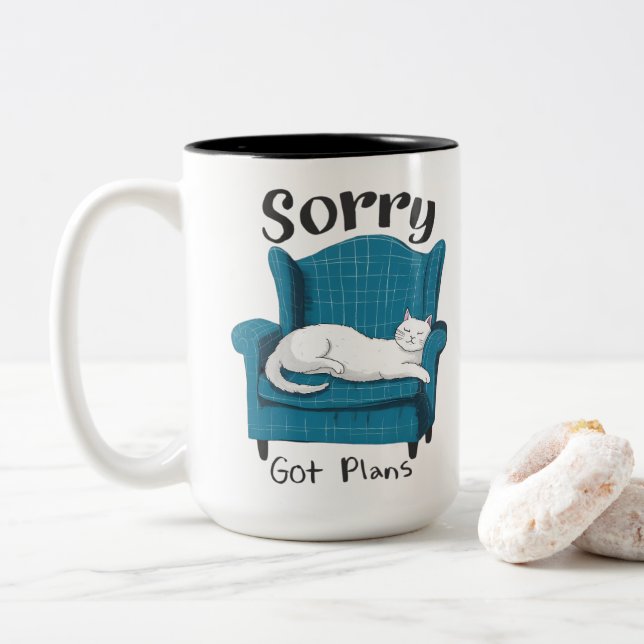 Caneca De Café Em Dois Tons Desculpe, tenho planos Presente engraçado para ama (Com Donut)