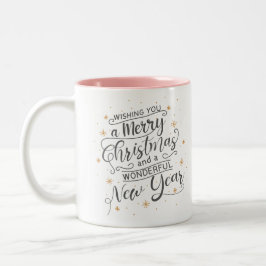 Caneca De Café Em Dois Tons Desejando um Feliz Natal 