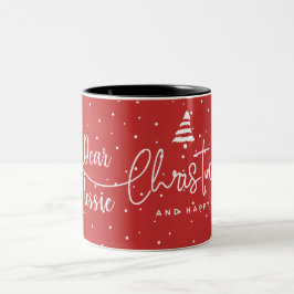 Caneca De Café Em Dois Tons Desejos de Natal Vermelho Festivo com Nome Persona