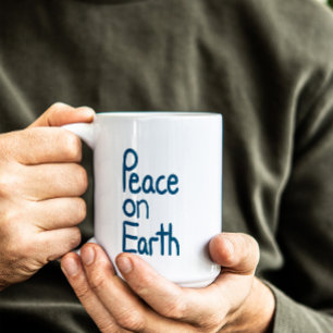Caneca De Café Em Dois Tons Desejos de Paz na Terra com Letra à Mão