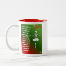 Caneca De Café Em Dois Tons Desejos engraçados de Natal para esqueleto feminin