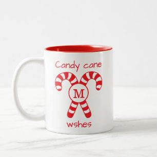 Caneca De Café Em Dois Tons Desejos personalizados de canas vermelhas e branca