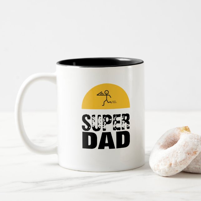 Caneca De Café Em Dois Tons Desejos personalizados do "PAI SUPER" do Design na (Com Donut)