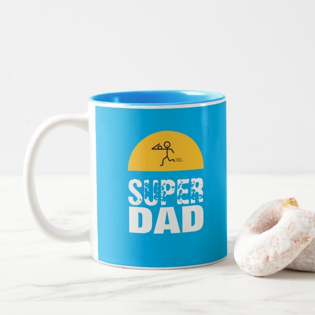 Caneca De Café Em Dois Tons Desejos personalizados do "PAI SUPER" do Design na (Com Donut)