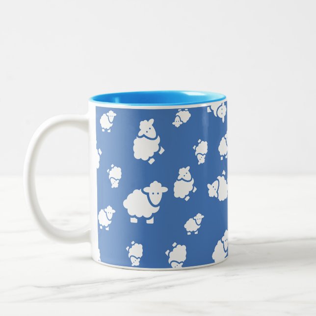 Caneca De Café Em Dois Tons desenho animado de ovelha (Esquerda)