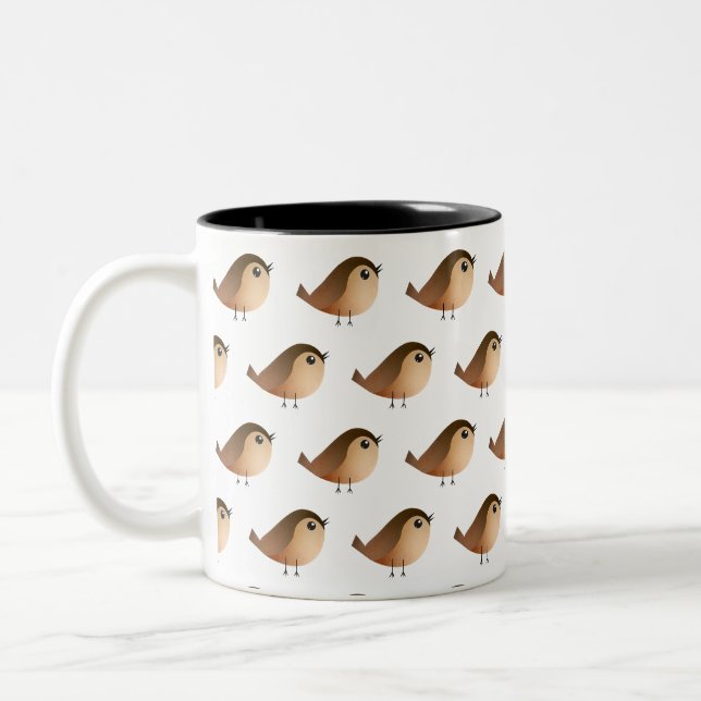 Caneca De Café Em Dois Tons Desenho animado de passarinho   (Esquerda)