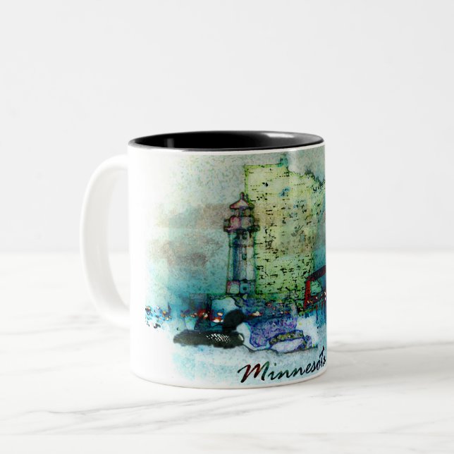 Caneca De Café Em Dois Tons Desenho Artístico de Minnesota (Frente Esquerda)