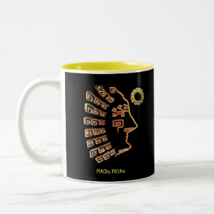 Caneca De Café Em Dois Tons Desenho Artístico Stylish Machu Picchu em Preto