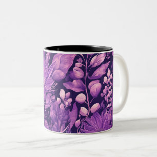 Caneca De Café Em Dois Tons Desenho Botânico Elegante Sonho Roxo inspirado por