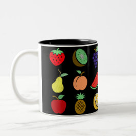 Caneca De Café Em Dois Tons Desenho colorido de giz fruta