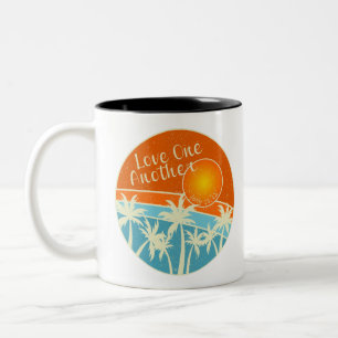 Caneca De Café Em Dois Tons Desenho Cristão Amar ao Próximo