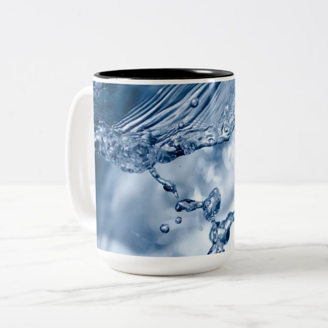 Caneca De Café Em Dois Tons Desenho De Água (Frente Esquerda)