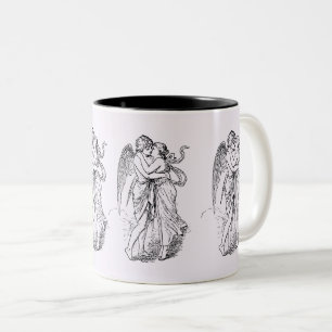 Caneca De Café Em Dois Tons Desenho de Anjo Romance e Heartsense