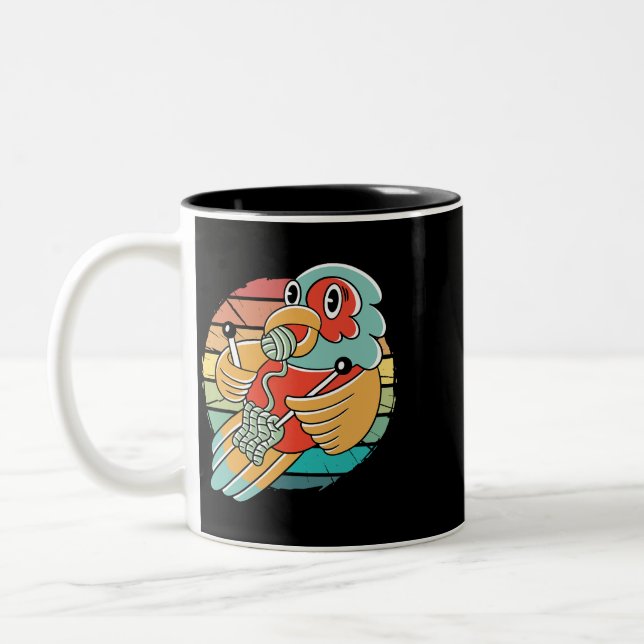 Caneca De Café Em Dois Tons Desenho de cabeça de Pointers Wirehaired Alemão Vi (Esquerda)