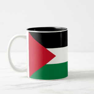 Caneca De Café Em Dois Tons Desenho de Cores Negritas da Bandeira Palestina