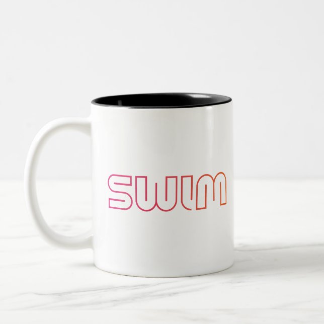 Caneca De Café Em Dois Tons Desenho de diversão na natação (Esquerda)