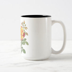 CANECA DE CAFÉ EM DOIS TONS DESENHO DE FLOR DE ROSA