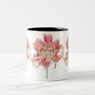Caneca De Café Em Dois Tons Desenho de flores vermelhas da vindima de Samuel C
