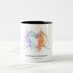 Caneca De Café Em Dois Tons Desenho de Orgulho Universal de Coração e Bondade